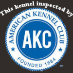 A blue and white logo for an american kennel club.