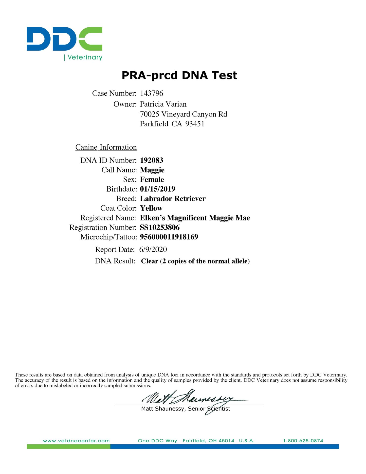 A page of the fda-probed dna test.